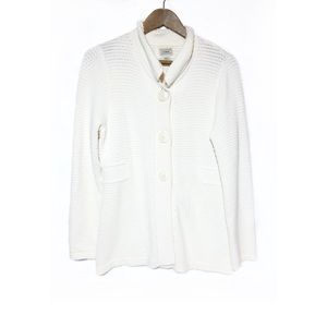 LL Bean Ivory Knit Angora Blend Cardigan Sweater